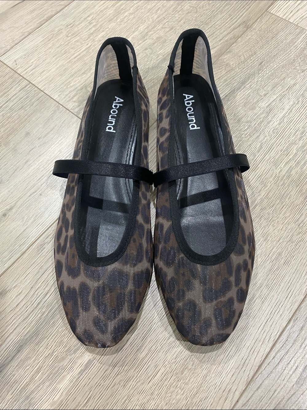 Abound Leopard Print Mesh Ballet Flats in Brown and Black NEW